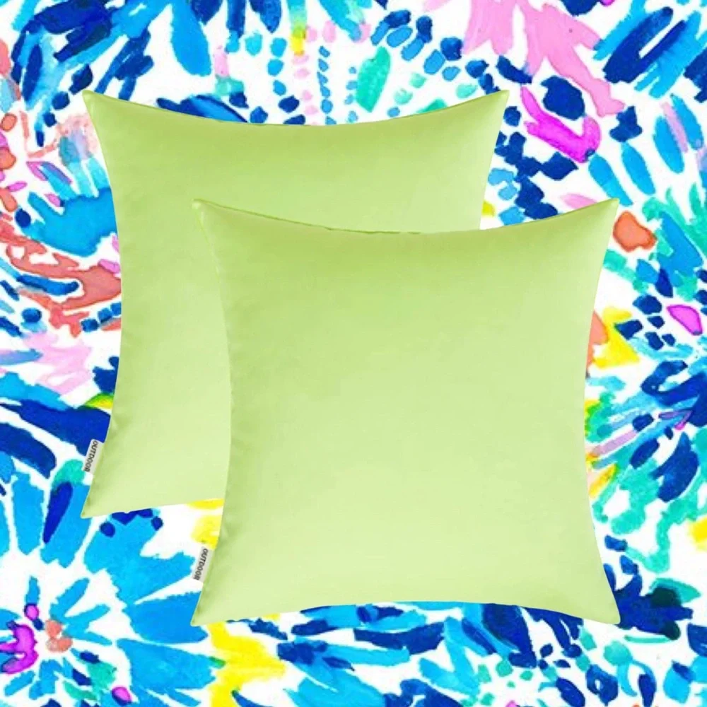 Luxury Home | Oversized Neon Green Outdoor Water Resistant Throw Pillow Covers